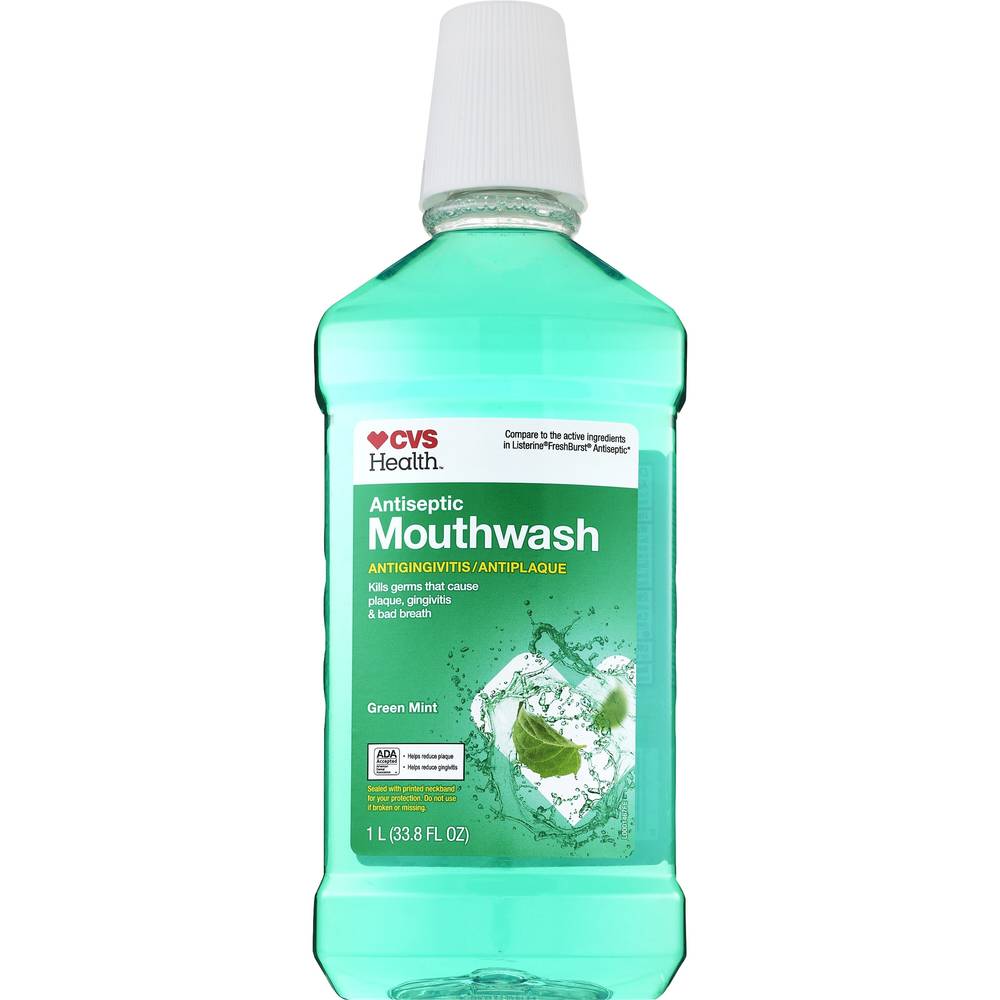 CVS Health Antiseptic Mouthwash for Antigingivitis & Antiplaque, Green Mint, 1 L