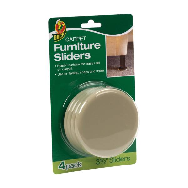 Duck Brand Plastic Carpet Furniture 3.5 Inch Width Round Sliders (4 ct)