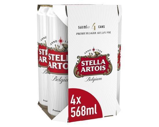 Stella Artois Belgium Premium Lager Beer Cans 4 x 568ml