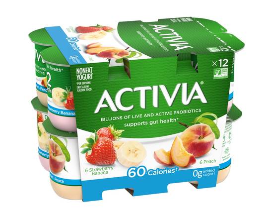 Activia · Light Strawberry Banana & Peach Yogurt (12 x 4 oz)
