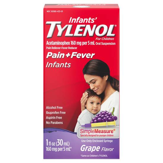 Infants' Tylenol Pain + Fever Infants Grape Flavor 160 mg Oral Suspension