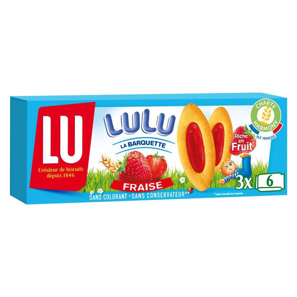 Fraise (120 g) - lulu la barquette - fraise ( 3x 6 biscuits) (120 g)
