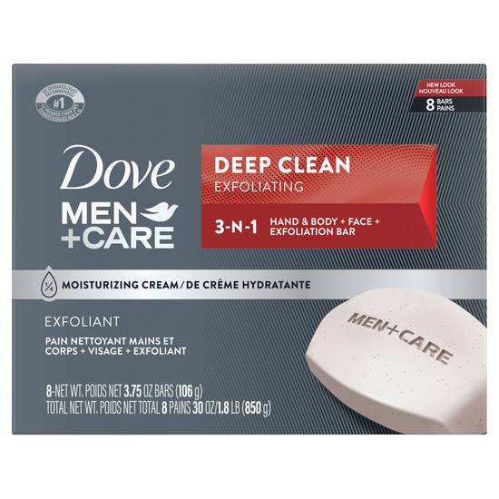 Dove Deep Clean Body + Face Bar (8 ct)