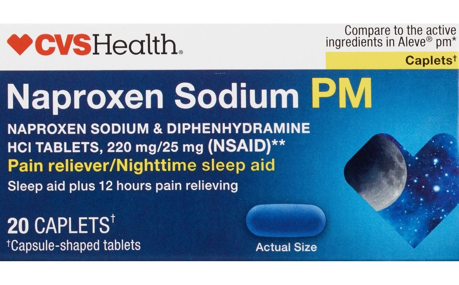 CVS Health Naproxen Sodium Pm 220mg Caplets (20 ct)