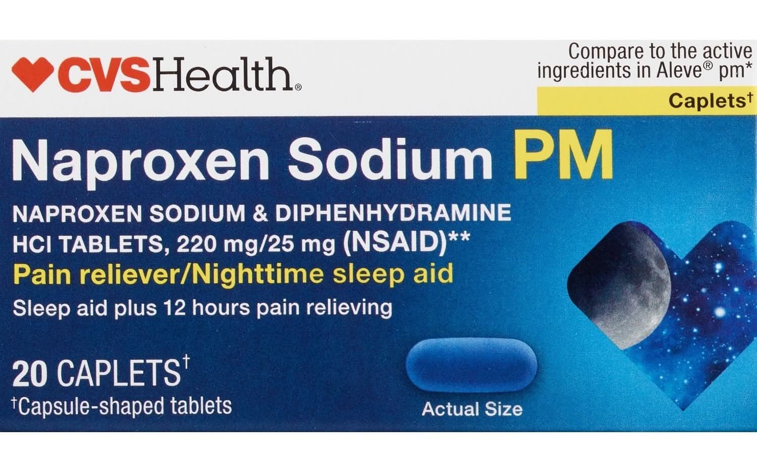 CVS Health Naproxen Sodium Pm 220mg Caplets (20 ct)