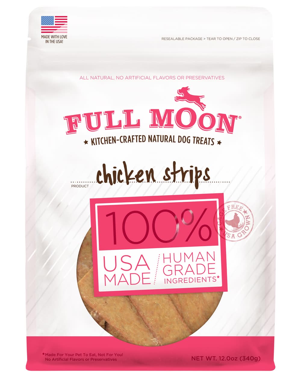 Full Moon Chicken Strips Human Grade Dog Treats (12 oz)