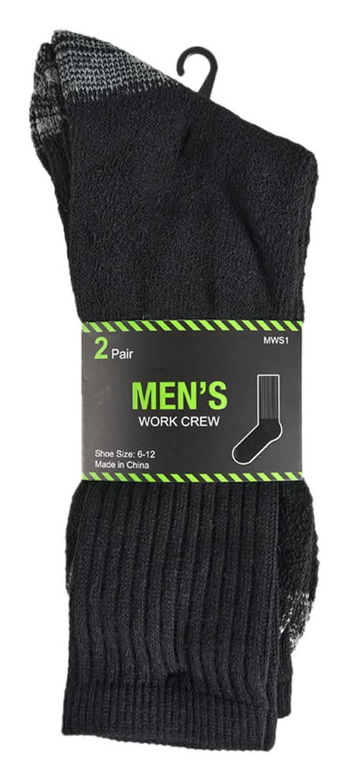 Orly Work Cushioned Crew Cut Socks, Men, 6-12, Black (2 ct)