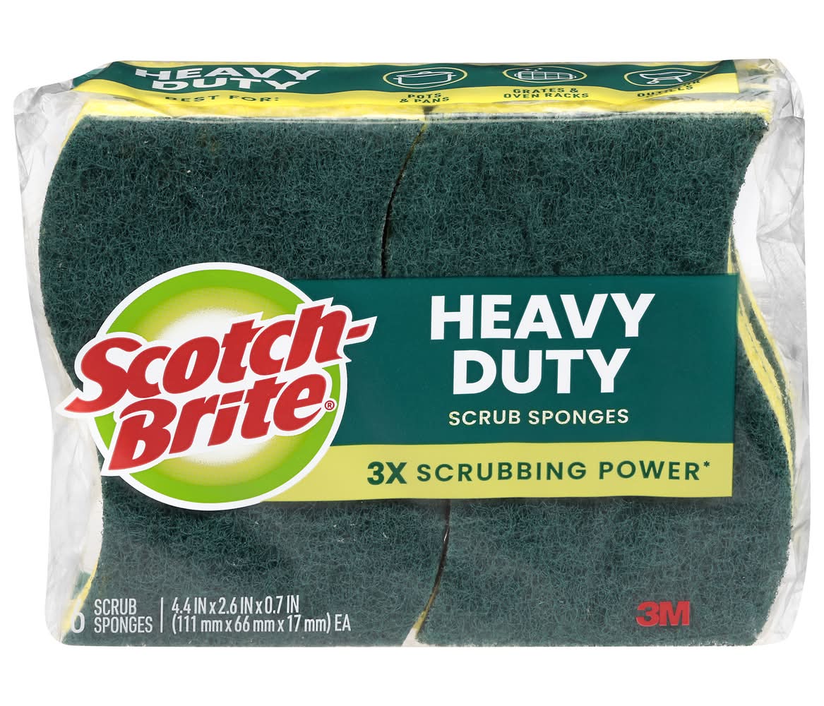 Scotch-Brite Heavy Duty Scrub Sponges, 4.4x2.6x0.7 in (6 oz, 6 ct)