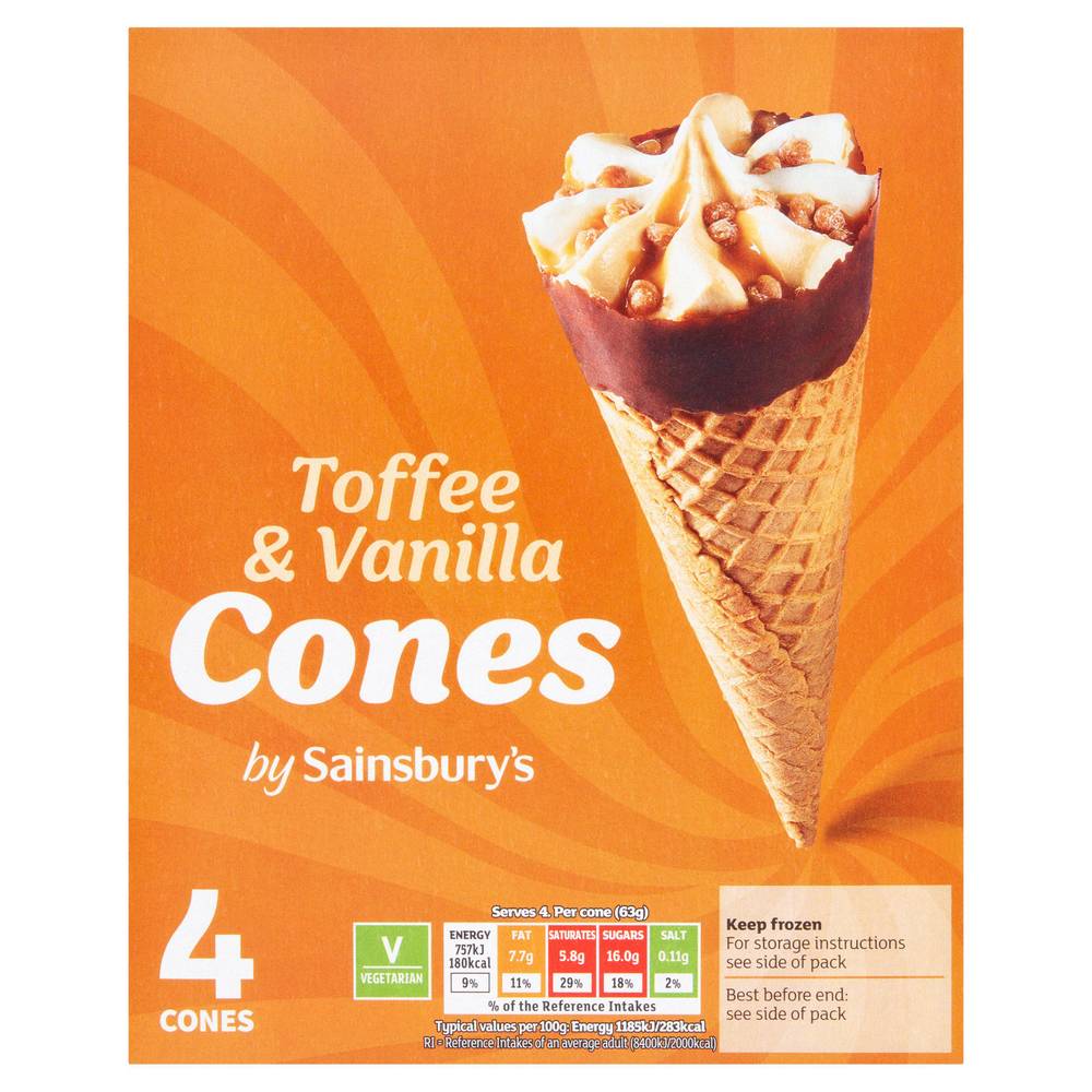 Sainsbury's Toffee & Vanilla Cones 4x110ml