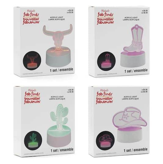 Fab Finds Assorted Western Icon Acrylic Usb Light, 3.7x 5.5 in (4 pack)
