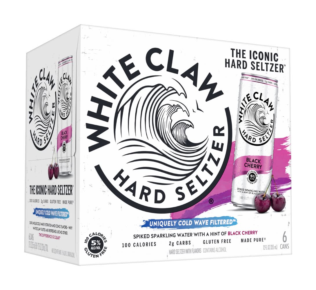 White Claw Gluten Free the Iconic Hard Seltzer Spiked Sparking Water, Black Cherry (6 x 12 fl oz)