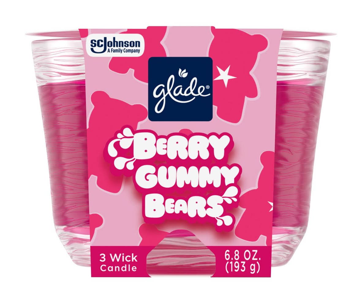 Glade 3-Wick Scented Candle Jar Berry Gummy Bears 6.8 Oz 1ct