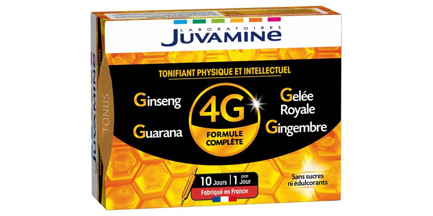 Juvamine - Ginseng gelée royale guarana gingembre tonifiant physique et intellectuel 4g ( 10pièces)