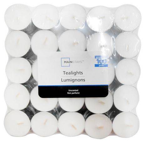 Mainstays Unscented Tealight Candles (pack of 100)