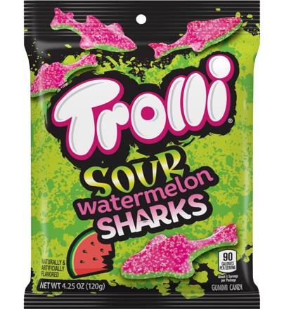 Trolli Sour Watermelon Sharks Gummi Candy 4.25oz Bag