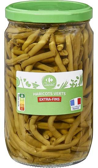 Haricots verts extra-fins CARREFOUR CLASSIC' - le bocal de 345g net égoutté