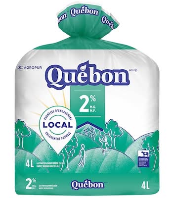 Québon lait partiellement écrémé 2% m.g - partly skimmed milk 2% m.f (4 l)