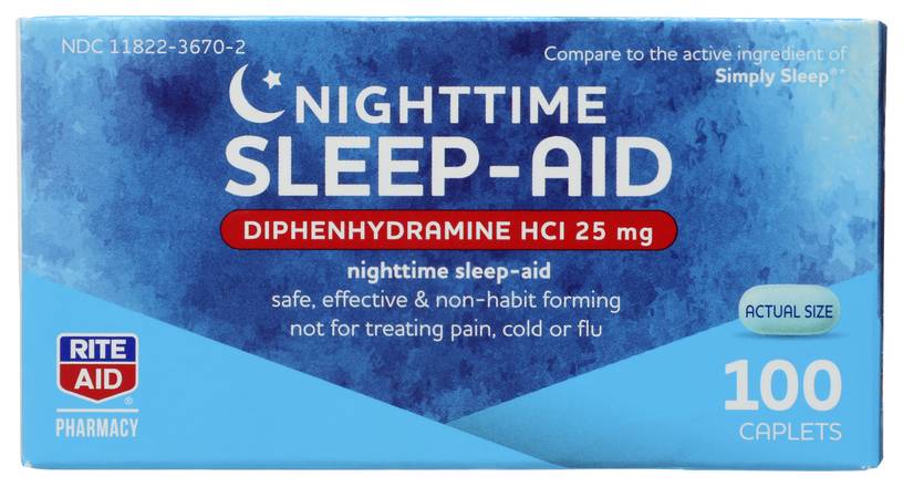 Rite Aid Nighttime Sleep Aid Mini Caplets (100 ct)