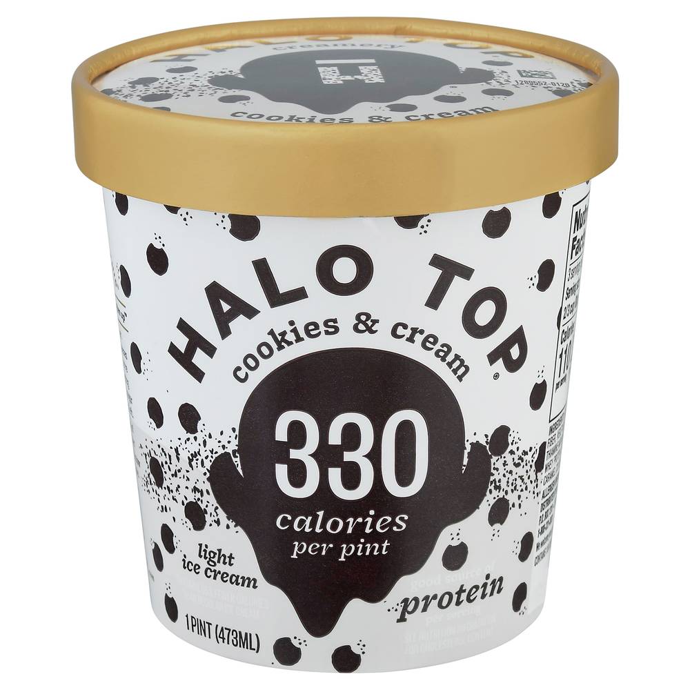 Halo Top Protein Light Cookies & Cream Ice Cream (1 pint)