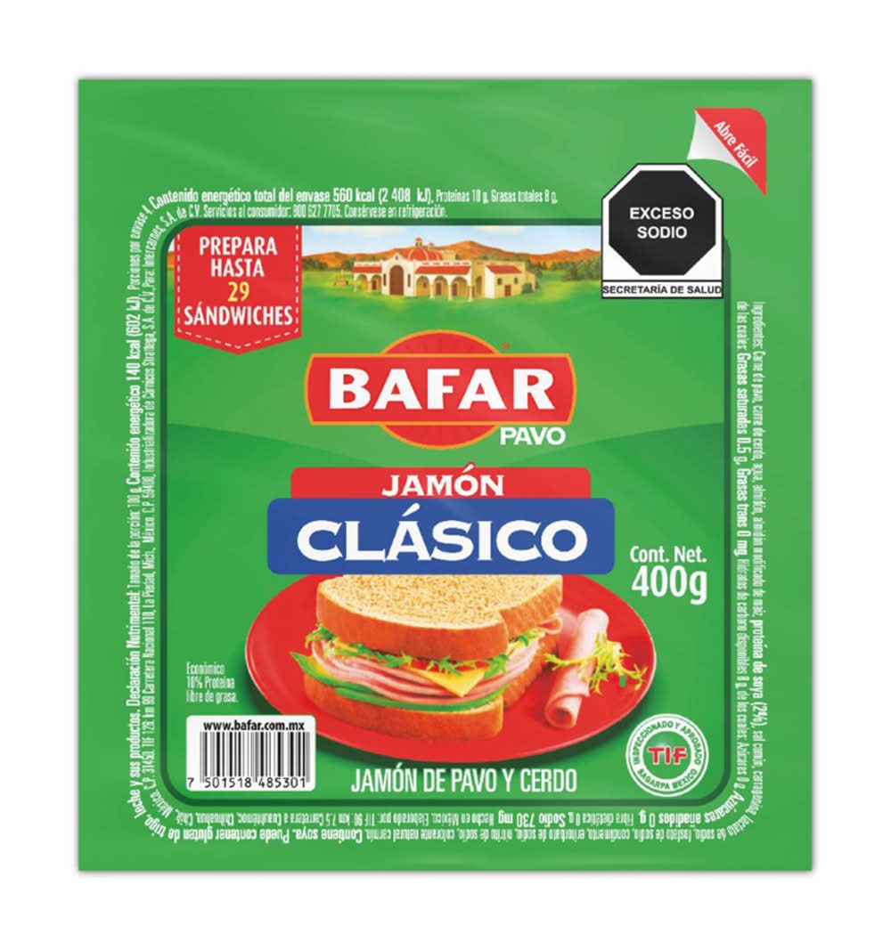 Bafar · Jamón de pavo y cerdo clásico (400 g)