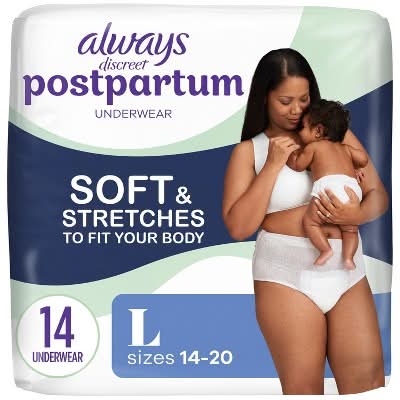 Always Postpartum Underwear, L (14 ct)