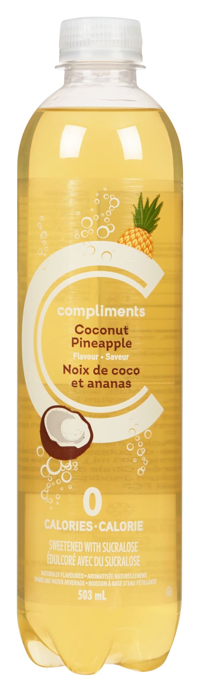 Compliments Sparkling Water, Coconut - Pineapple (503 ml)