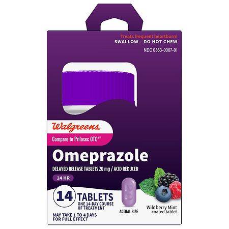 Walgreens Omeprazole Delayed Release Wildberry Mint 20 mg Tablets (14 ct)