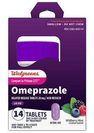 Walgreens Omeprazole Delayed Release Wildberry Mint 20 mg Tablets (1.04 lbs)