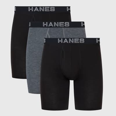 Hanes Premium Comfort Flex Fit Boxer Briefs, Men, M, Black-Gray (3 ct)