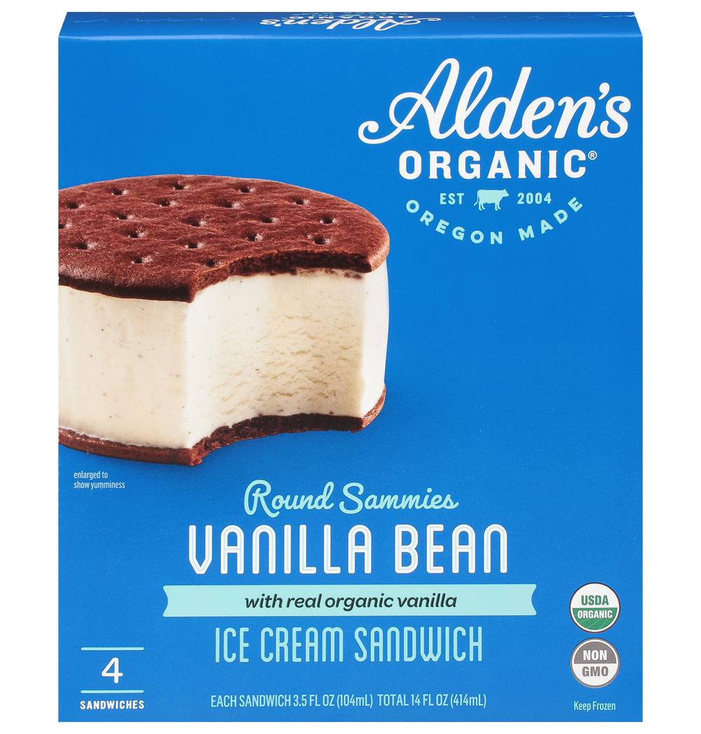 Alden's Organic Round Sammies Ice Cream Sandwich, Vanilla (14 fl oz)