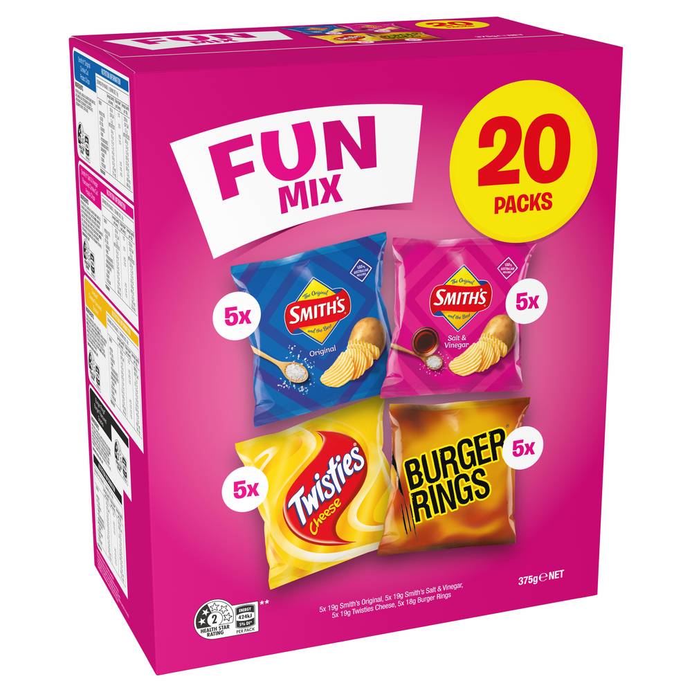Smith's Variety Fun Mix Potato Chips, Assorted (375g, 20 pack)