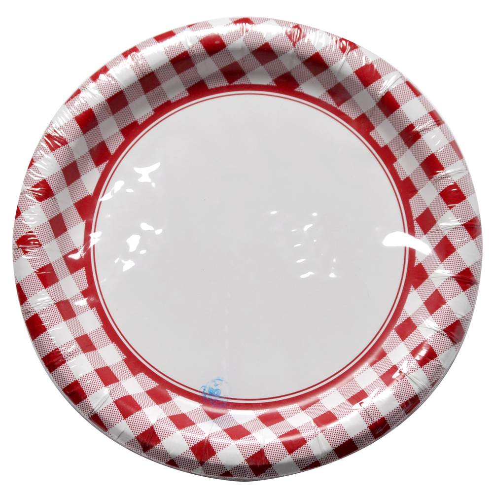 Round Gingham Paper Plates, 48pc