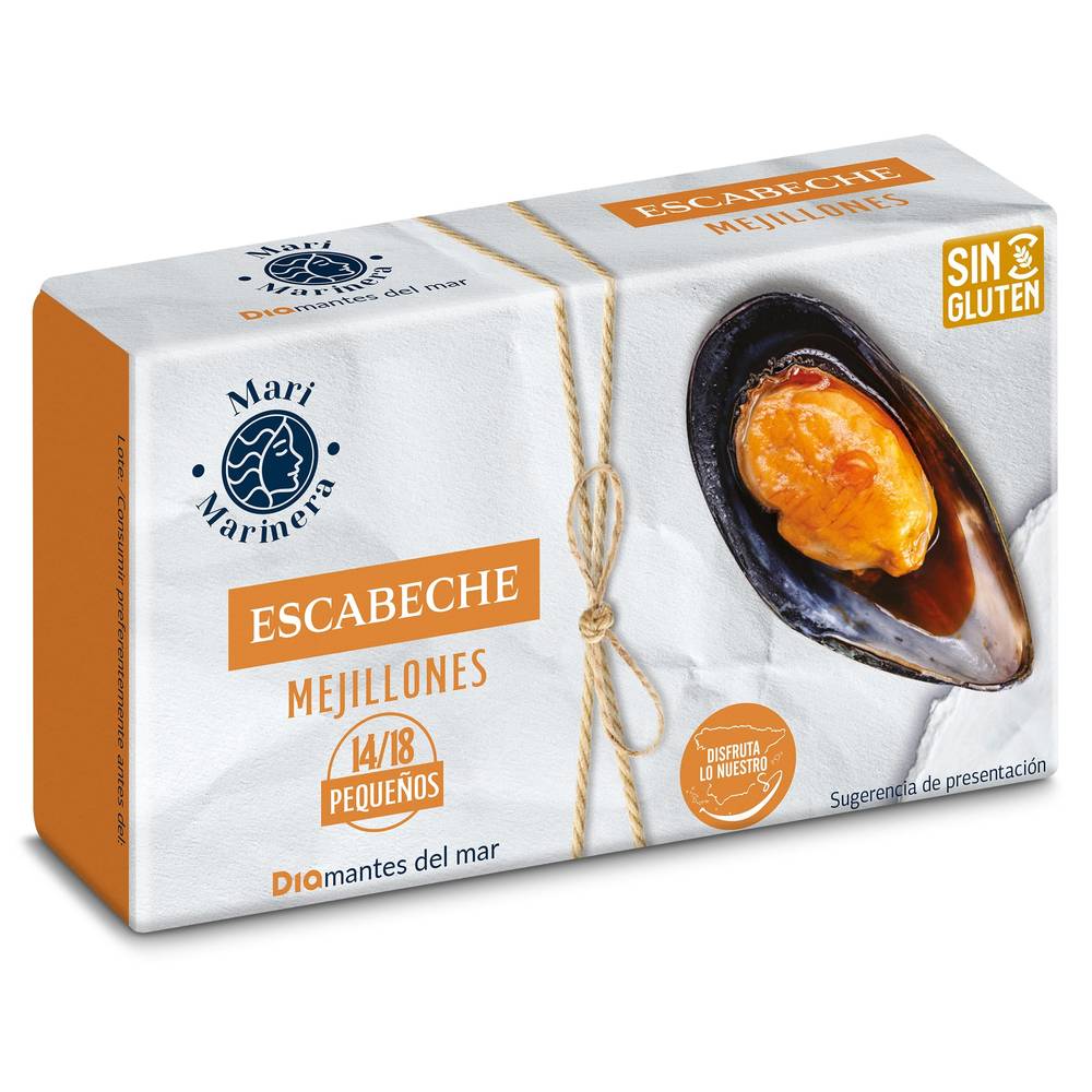 Mejillones En Escabeche 13/18 Piezas Mari Marinera De Dia Lata 69 G