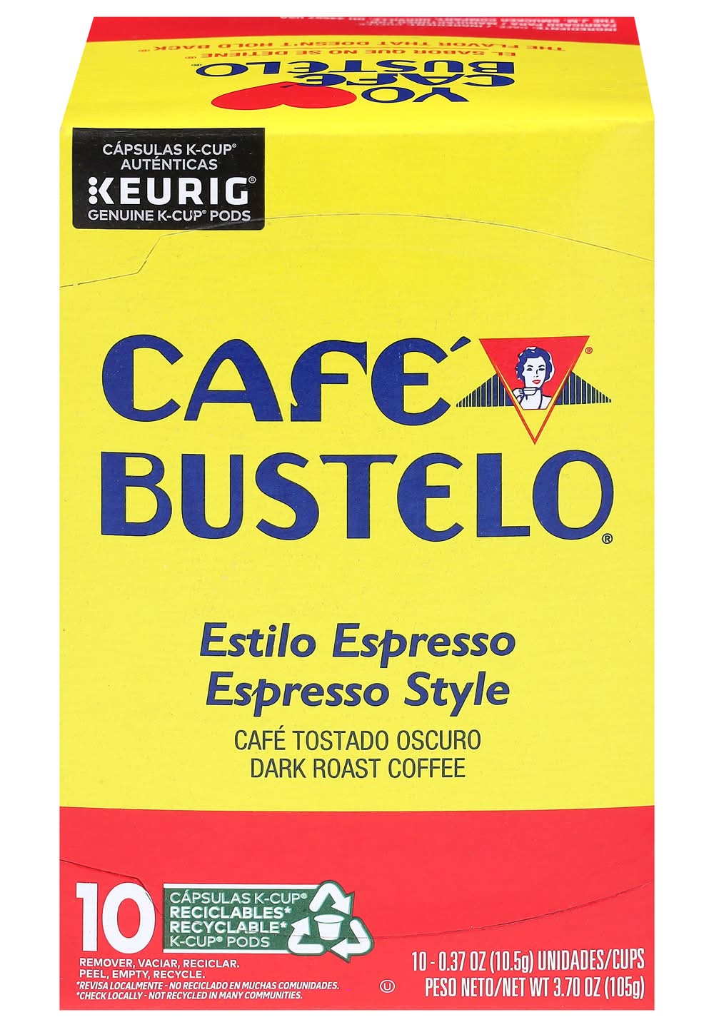 Café Bustelo Espresso Style Dark Roast Coffee K-Cup Pods (10 x 0.37 oz)