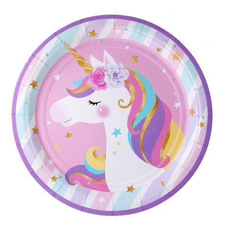 7" unicorn paper plates
