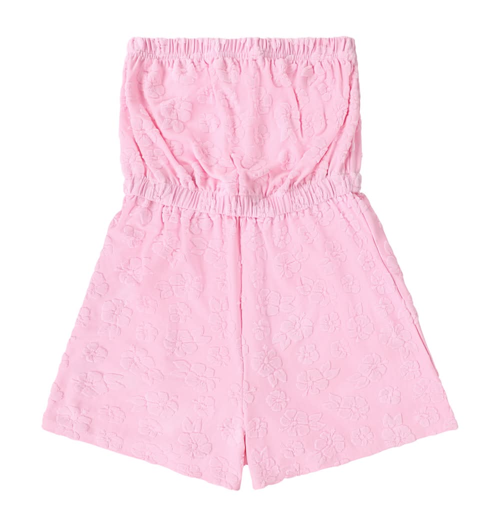 Juniors Embossed Terry Romper Large Light Pink