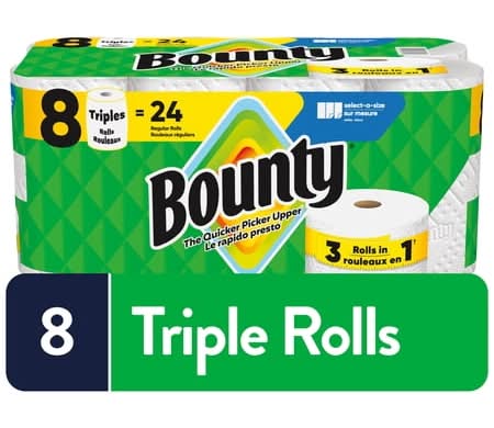 Bounty Triple Paper Towels Rolls, White (8 ct)