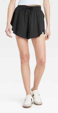 Women's Woven High-Rise Flutter Shorts 3" - All In Motion Black XS