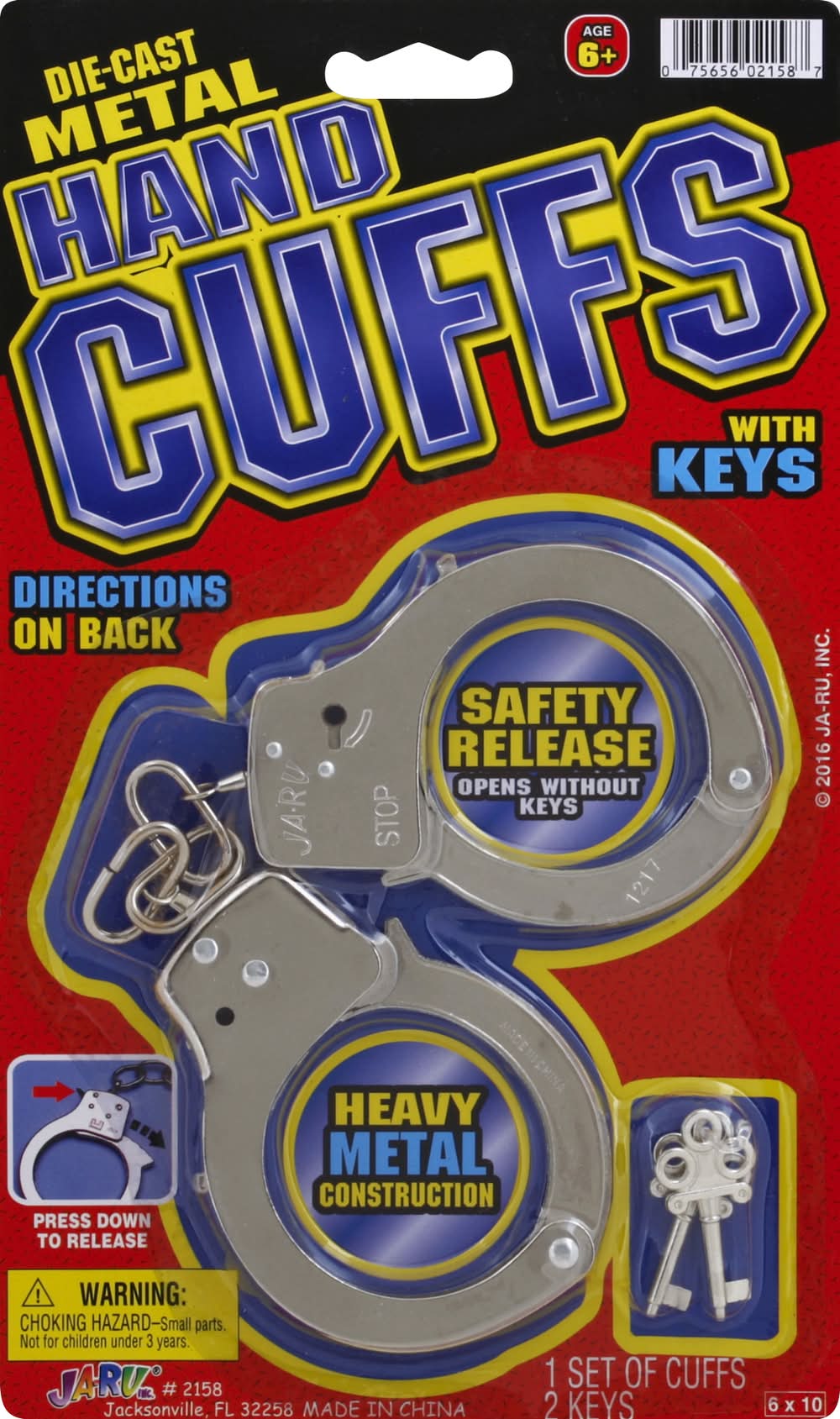 JA-RU Die-Cast Metal Hand Cuffs With Keys