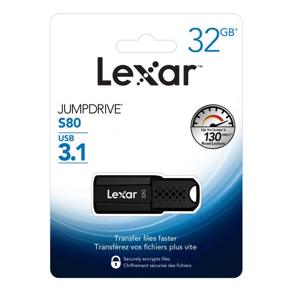 Lexar Jumpdrive S80 Usb 3.1 Flash Drive, 32gb, Black