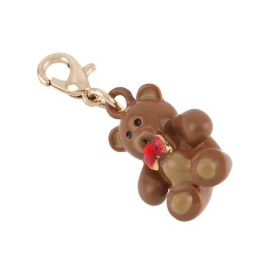 Brown & Gold Teddy Bear Charm By Bead Landing