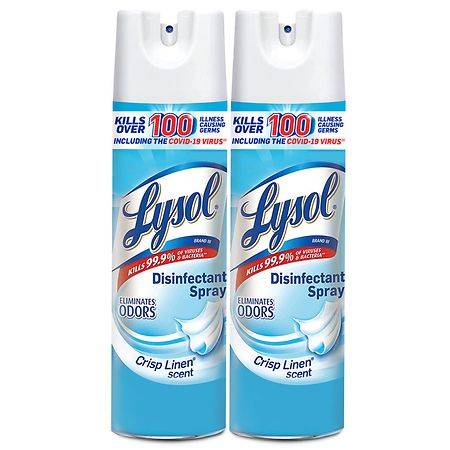 Lysol Disinfectant Spray Crisp Linen, Twin Pack - 19.0 Oz x 2 pack