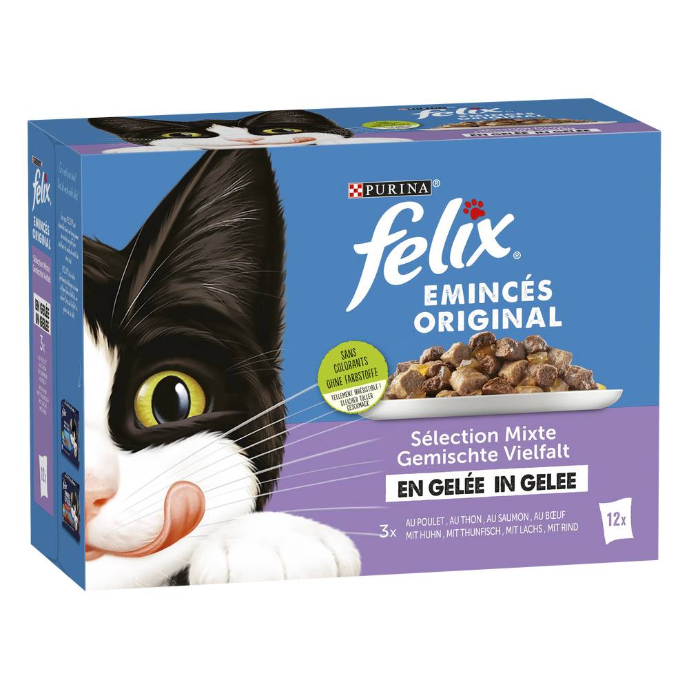 Purina - Felix émincés selection mixte en gelée (poulet - thon - saumon - boeuf)