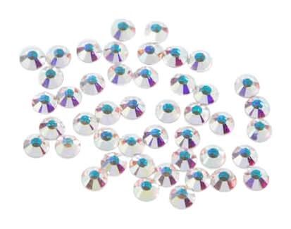Bead Landing Round Flatback Austrian Crystals, Crystal Aurora Borealis (45 ct)