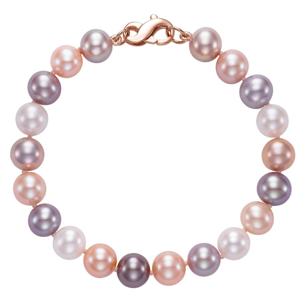 Freshwater Cultured 8-8.5mm Multi-pink Pearl Bracelet With 14kt Rose Gold Clasp