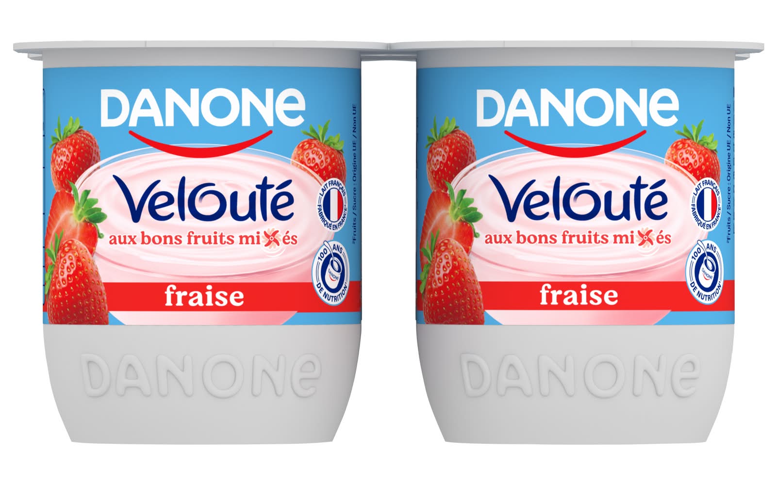 Danone - Yaourt aux fruits mixés velouté, fraise (4 x 125g)