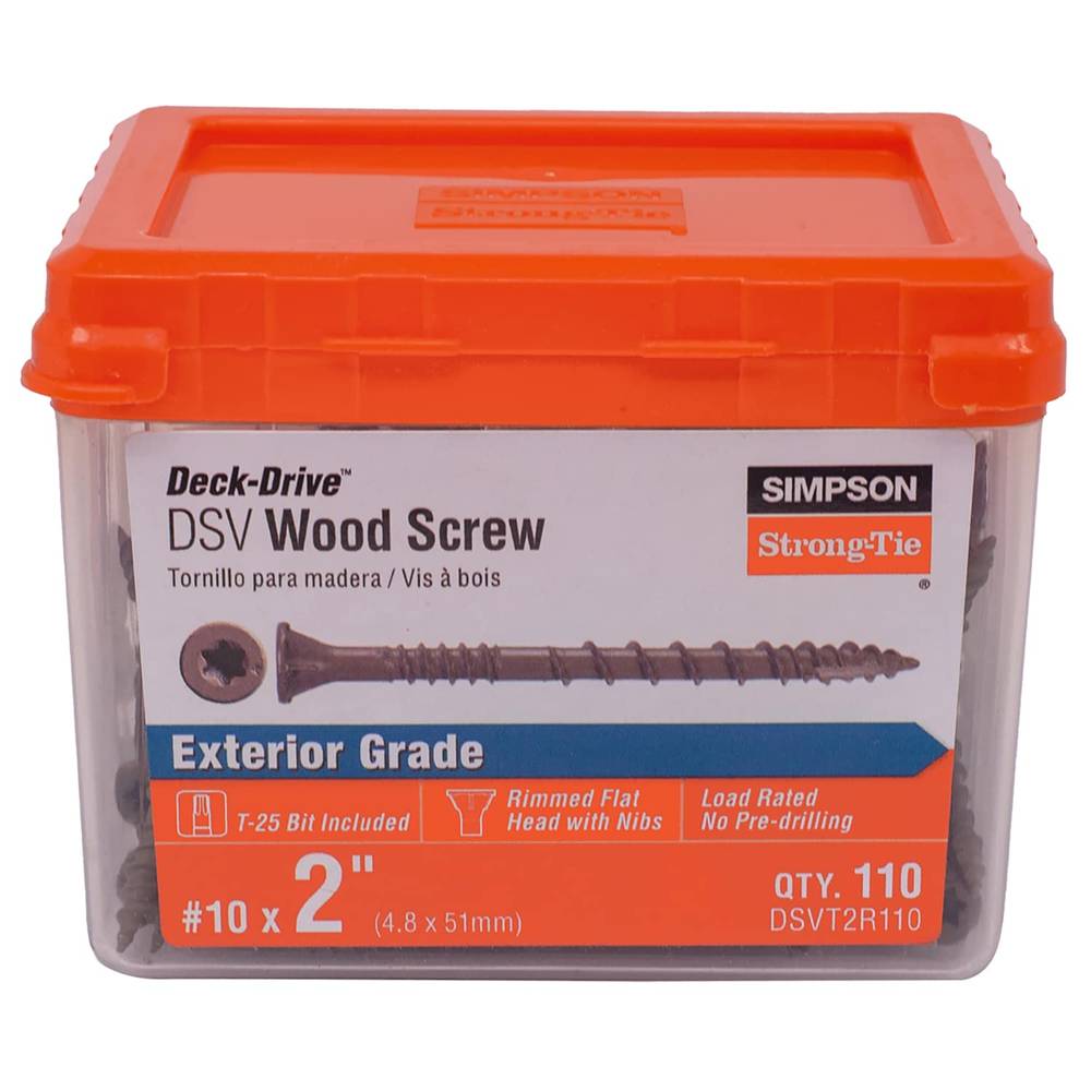 Simpson Strong-Tie #10 x 2-in Wood To Wood Deck Screws (110-Per Box) | DSVT2R110