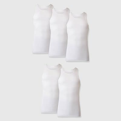 Hanes Premium Classic Fit Tagless Tanks, Men, M, White (5 ct)