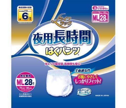 ライフラッグはくパンツ夜用長時間ＭＬ２８枚:4582451672723
