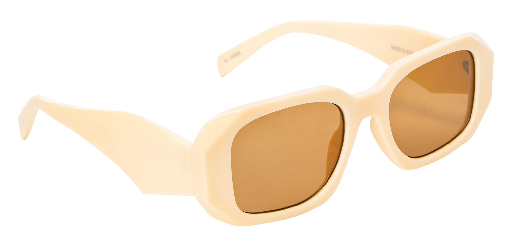 Ladies Plastic Geometric Rectangle Sunglasses Tan